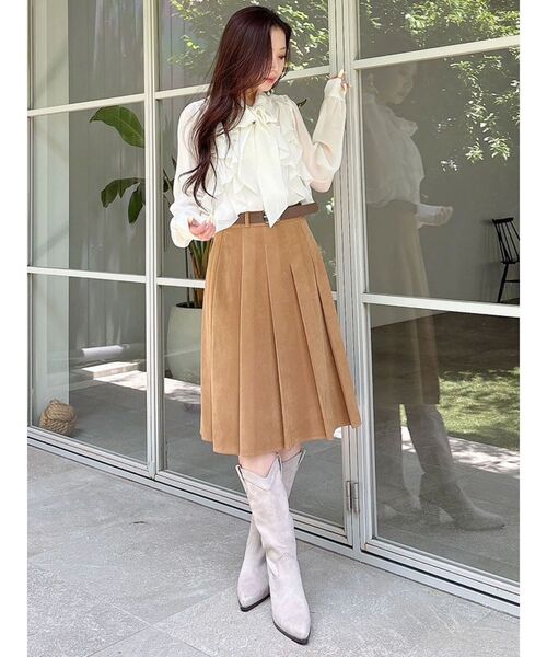 MERCURYDUO（マーキュリーデュオ）の「ニーレングスプリーツスカート（スカート・レディース・ブラック/キャメル/ダークブラウン・SMALL/MEDIUM）」の11枚目の写真