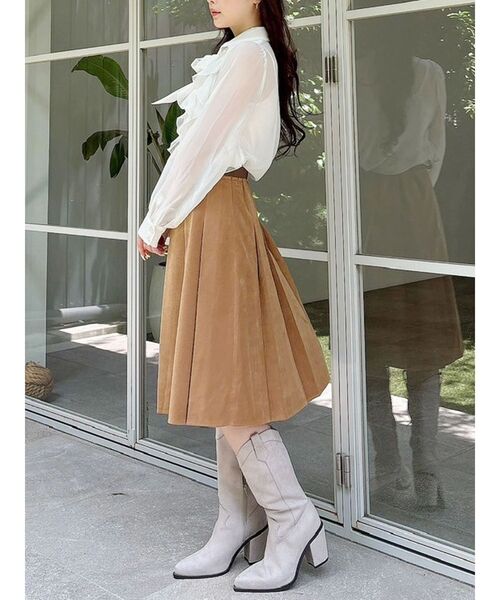 MERCURYDUO（マーキュリーデュオ）の「ニーレングスプリーツスカート（スカート・レディース・ブラック/キャメル/ダークブラウン・SMALL/MEDIUM）」の12枚目の写真