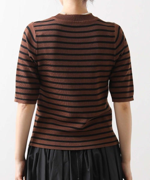 CLOCHE(クロシェ)の「ボーダー5分袖ニット(ニット/セーター・レディース・ブラウン系/ブラック×ベージュ・38)」の21枚目の写真
