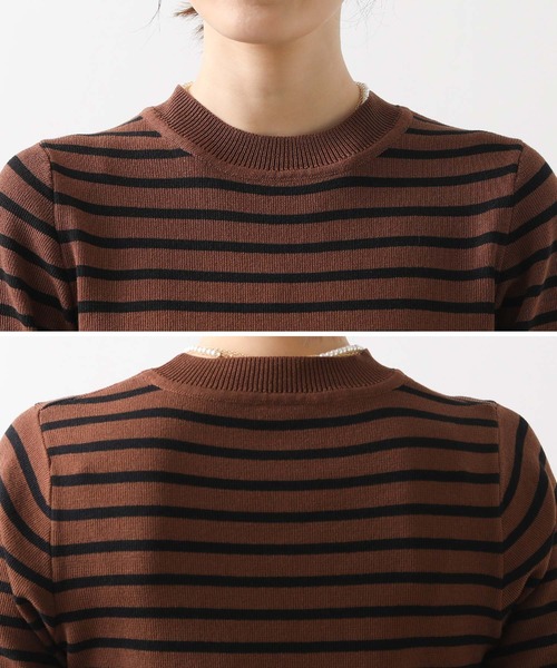 CLOCHE(クロシェ)の「ボーダー5分袖ニット(ニット/セーター・レディース・ブラウン系/ブラック×ベージュ・38)」の22枚目の写真