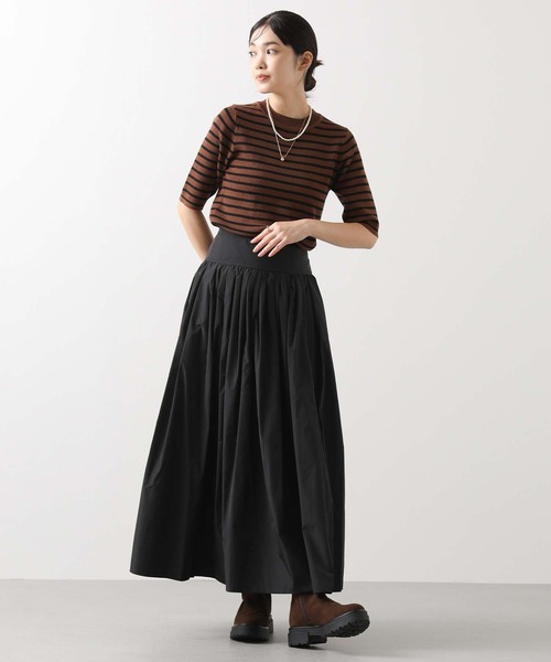 CLOCHE(クロシェ)の「ボーダー5分袖ニット(ニット/セーター・レディース・ブラウン系/ブラック×ベージュ・38)」の15枚目の写真