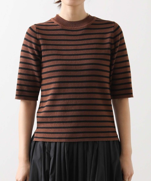 CLOCHE(クロシェ)の「ボーダー5分袖ニット(ニット/セーター・レディース・ブラウン系/ブラック×ベージュ・38)」の20枚目の写真