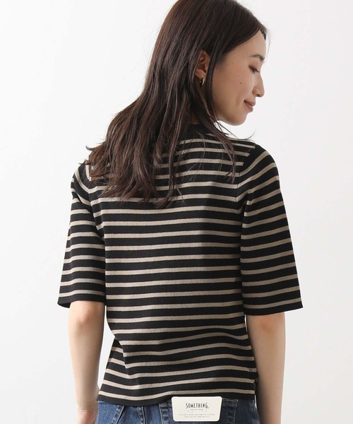 CLOCHE(クロシェ)の「ボーダー5分袖ニット(ニット/セーター・レディース・ブラウン系/ブラック×ベージュ・38)」の9枚目の写真