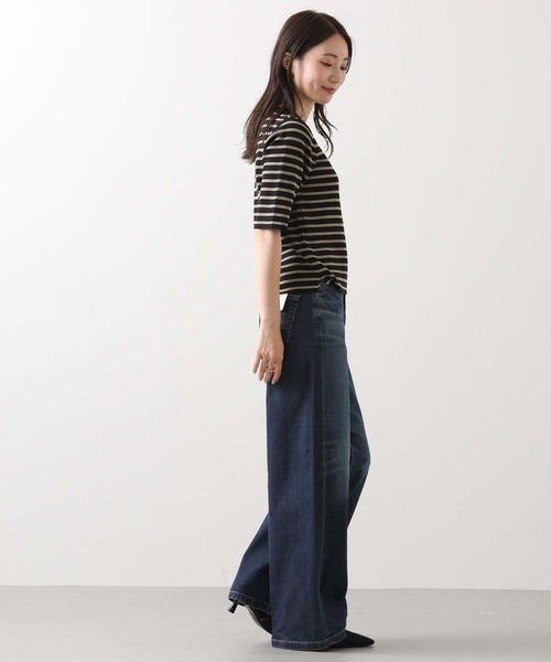 CLOCHE(クロシェ)の「ボーダー5分袖ニット(ニット/セーター・レディース・ブラウン系/ブラック×ベージュ・38)」の4枚目の写真