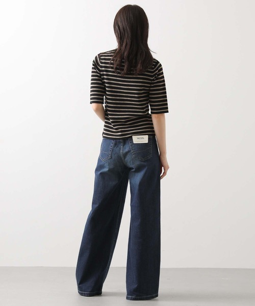 CLOCHE(クロシェ)の「ボーダー5分袖ニット(ニット/セーター・レディース・ブラウン系/ブラック×ベージュ・38)」の5枚目の写真