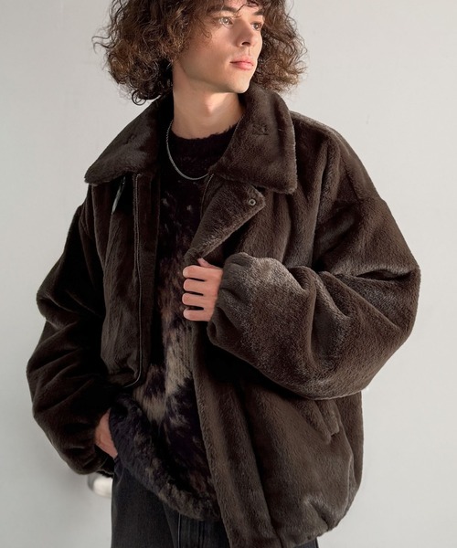 セール】3wayベルト襟フェイクファー素材ジャケット/Belted Collar セール】3wayベルト襟フェイクファー素材ジャケット/Belted Collar