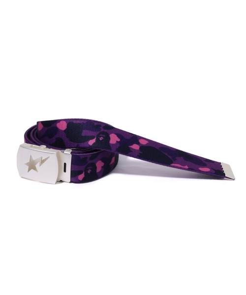 A BATHING APE BAPE カウレザー バックルベルト 迷彩 パープル A BATHING APE（アベイシングエイプ）の「COLOR CAMO GI BELT M