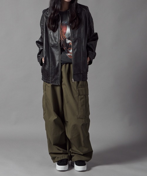 Theater code(シアターコード)の「Pattern Design Leather Jacket / パターンデザイン フェイクレザージャケット 秋 秋服メンズ 2026年秋冬 冬服(ブルゾン・レディース・ブラック/ブラウン・L/M)」の14枚目の写真