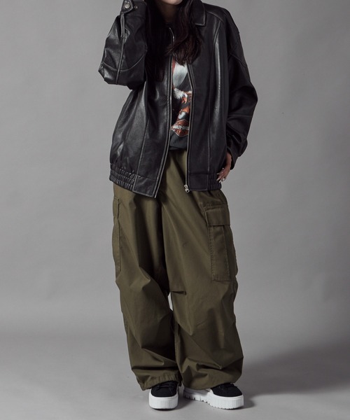 Theater code(シアターコード)の「Pattern Design Leather Jacket / パターンデザイン フェイクレザージャケット 秋 秋服メンズ 2026年秋冬 冬服(ブルゾン・レディース・ブラック/ブラウン・L/M)」の5枚目の写真
