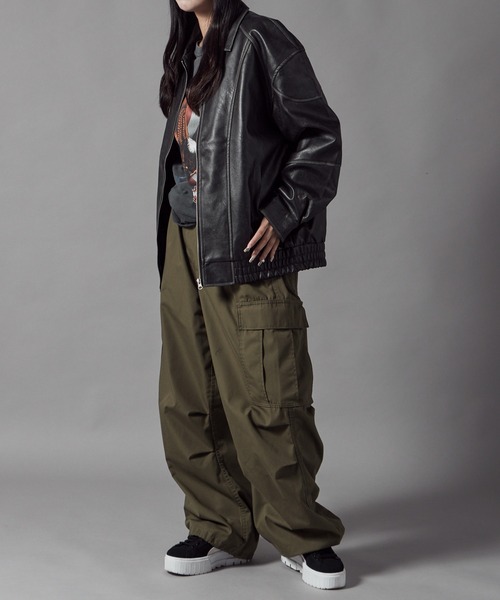 Theater code(シアターコード)の「Pattern Design Leather Jacket / パターンデザイン フェイクレザージャケット 秋 秋服メンズ 2026年秋冬 冬服(ブルゾン・レディース・ブラック/ブラウン・L/M)」の6枚目の写真