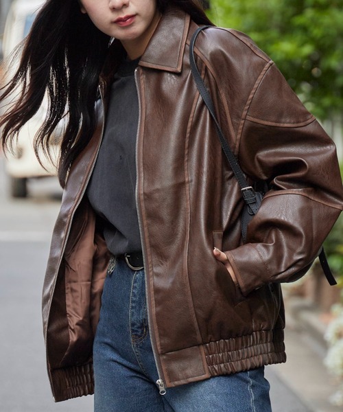 セール】Pattern Design Leather Jacket / パターンデザイン フェイク