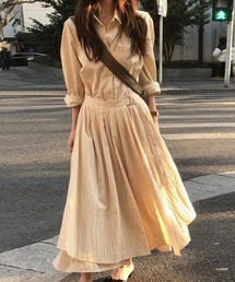 YUGA_YGMC Wrap flare shirt dress