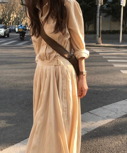 FREE STYLISTS(フリー スタイリスト)の「YUGA_YGMC Wrap flare shirt dress(ワンピース・レディース・ホワイト/ベージュ・FREE)」の13枚目の写真