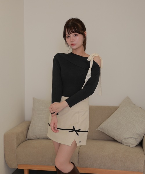 M DOLLY(エムドリー)の「serafina knit tops/セラフィナニットトップス(ニット/セーター・レディース・ブラック/アイボリー/グレー・FREE)」の12枚目の写真