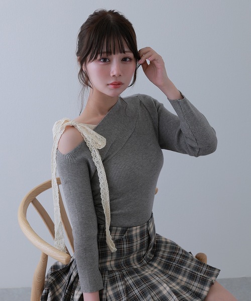 M DOLLY(エムドリー)の「serafina knit tops/セラフィナニットトップス(ニット/セーター・レディース・ブラック/アイボリー/グレー・FREE)」の13枚目の写真