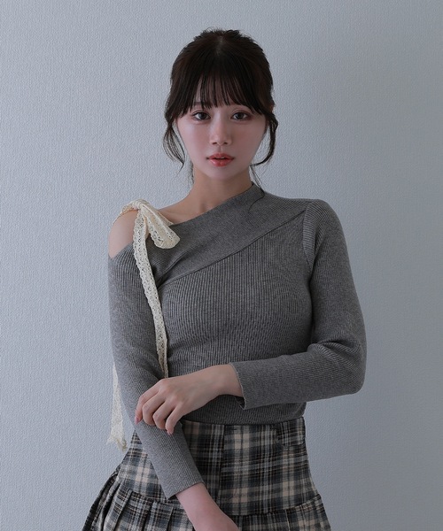 M DOLLY(エムドリー)の「serafina knit tops/セラフィナニットトップス(ニット/セーター・レディース・ブラック/アイボリー/グレー・FREE)」の14枚目の写真