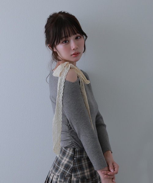 M DOLLY(エムドリー)の「serafina knit tops/セラフィナニットトップス(ニット/セーター・レディース・ブラック/アイボリー/グレー・FREE)」の15枚目の写真