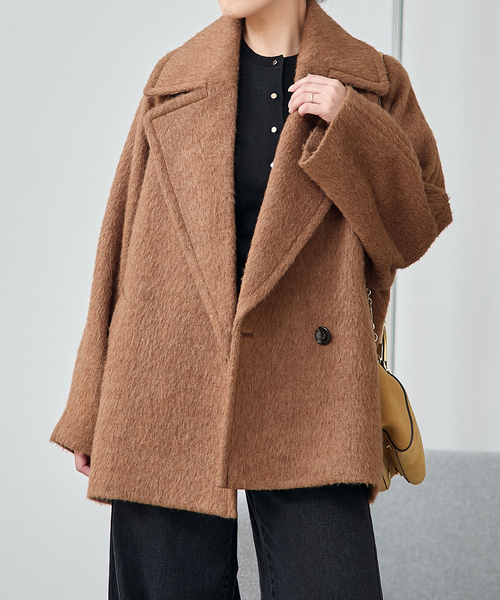 journal standard L'essage（ジャーナルスタンダードレサージュ）の「BALLI シャギーダブルコート（その他アウター・レディース・ネイビー/キャメル・38/36）」の2枚目の写真