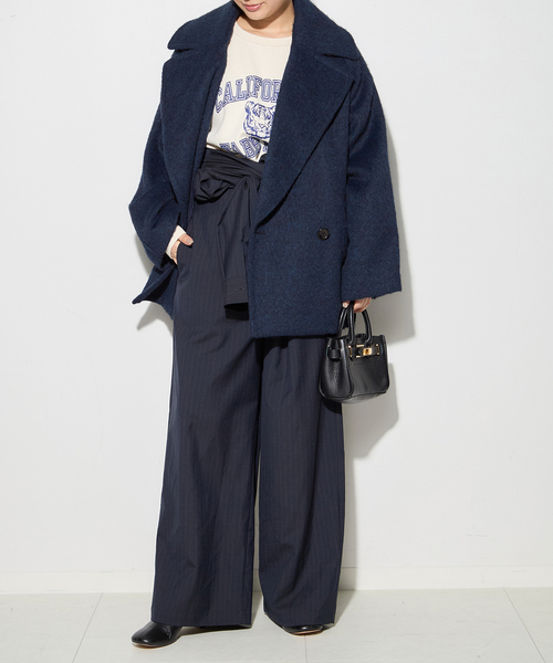 journal standard L'essage（ジャーナルスタンダードレサージュ）の「BALLI シャギーダブルコート（その他アウター・レディース・ネイビー/キャメル・38/36）」の10枚目の写真