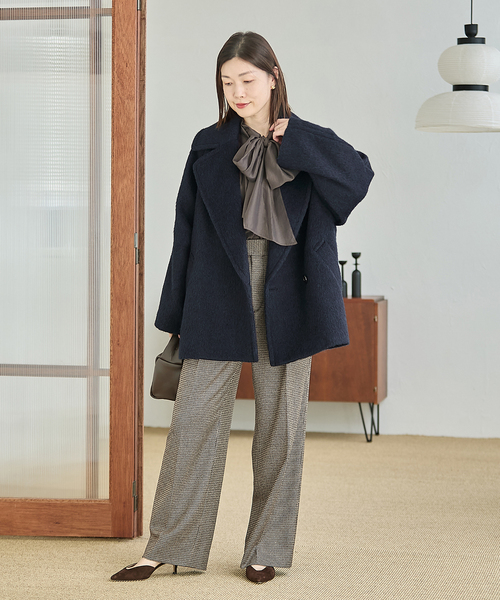 journal standard L'essage（ジャーナルスタンダードレサージュ）の「BALLI シャギーダブルコート（その他アウター・レディース・ネイビー/キャメル・38/36）」の15枚目の写真