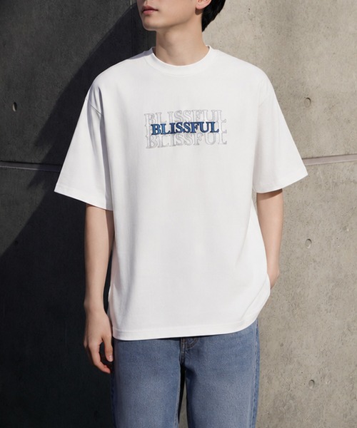 ZIP FIVE(ジップファイブ)の「高密度編み 綿100% シルバー箔 シャドウプリント&刺繍 ショートスリーブTシャツ(Tシャツ/カットソー・メンズ・イエロー/ブラック系/レッド/ホワイト/ブラック/ネイビー系・X-LARGE/LARGE/MEDIUM)」の1枚目の写真