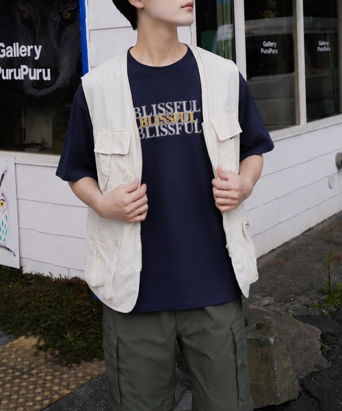 ZIP FIVE(ジップファイブ)の「高密度編み 綿100% シルバー箔 シャドウプリント&刺繍 ショートスリーブTシャツ(Tシャツ/カットソー・メンズ・イエロー/ブラック系/レッド/ホワイト/ブラック/ネイビー系・X-LARGE/LARGE/MEDIUM)」の17枚目の写真