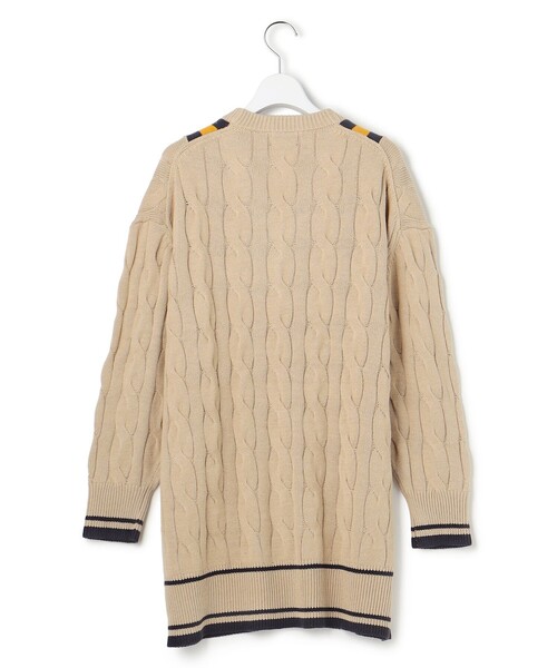 J.PRESS YORK STREET(ジェイプレスヨークストリート)の「【WOMEN】チルデンチュニック Vネックニット(ニット/セーター・レディース・ライトグレー系/ネイビー系/ベージュ系・F)」の4枚目の写真