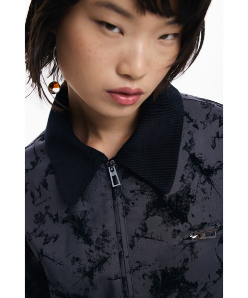 セール】フロック加工 フラワープリント ショート丈トラッカー