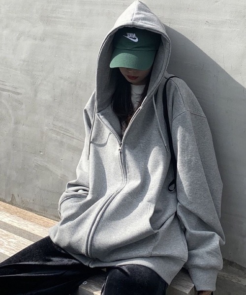 セール】オーバーサイズジップアップパーカー／秋新作ゆるカジュアル