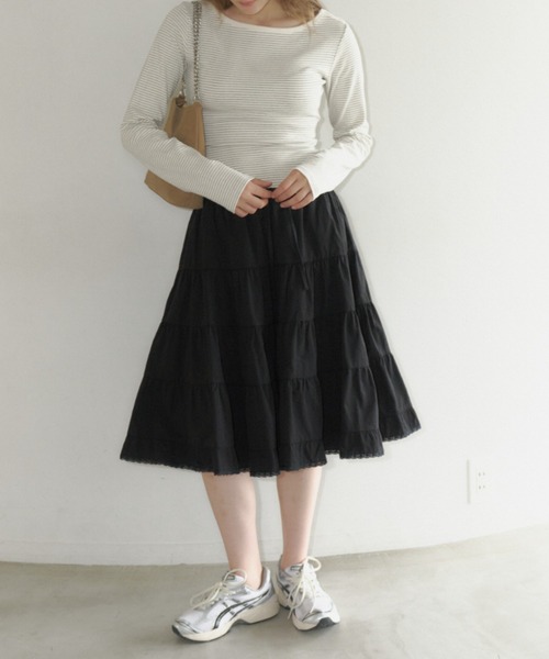 GIUNON(ジウノン)の「volume tiered lace skirt / ボリュームティアードレーススカート(スカート・レディース・ブラック/グレー/ホワイト/オリーブ・0/1)」の15枚目の写真