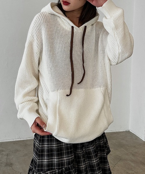 PAGEBOY(ページボーイ)の「ピグメントロゴニットパーカー【ロゴあり&ロゴなし(WEB限定)が選べる】(パーカー・レディース・チャコールグレー/オフホワイト/オレンジ/ホワイト系その他/オレンジ系その他/グレー系その他・FREE)」の8枚目の写真