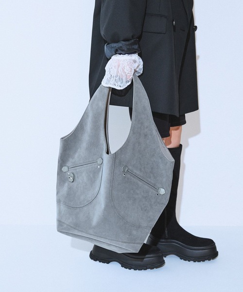 JEANASIS（ジーナシス）の「ステッチフェイクスエードトート/599205（トートバッグ・レディース・ブラウン/ブラック/グレー・FREE）」の3枚目の写真