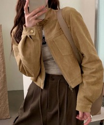 ReRe（リリ）の「スエード調スタンドカラークロップジャケット（ブルゾン）」