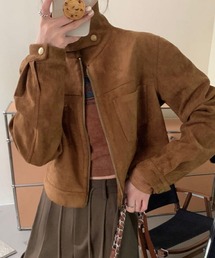 ReRe（リリ）の「スエード調スタンドカラークロップジャケット（ブルゾン）」