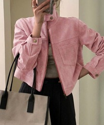 ReRe（リリ）の「スエード調スタンドカラークロップジャケット（ブルゾン）」