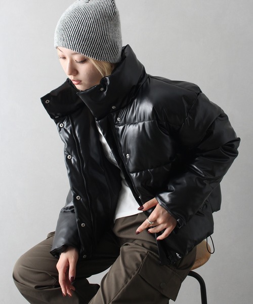 セール】フェイクレザーファイバーダウン（ダウンジャケット/コート