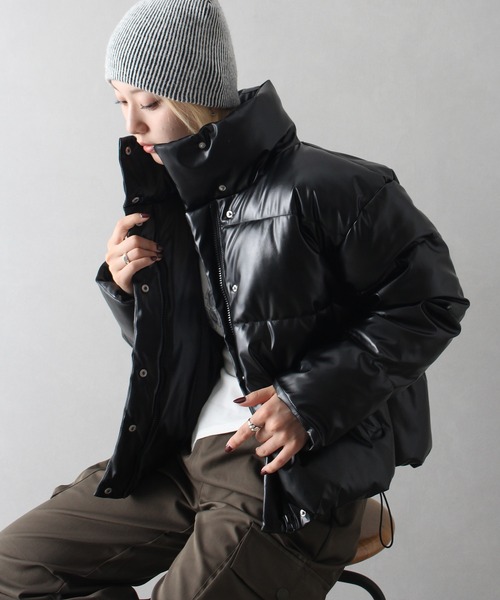 セール】フェイクレザーファイバーダウン（ダウンジャケット/コート
