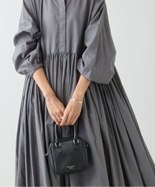 MAISON DE THERESE（メゾン ド テレーズ）の「プリーツフレアワンピース ロングスリーブ（シャツ/ブラウス・レディース・ブラック/グレー・M）」の6枚目の写真