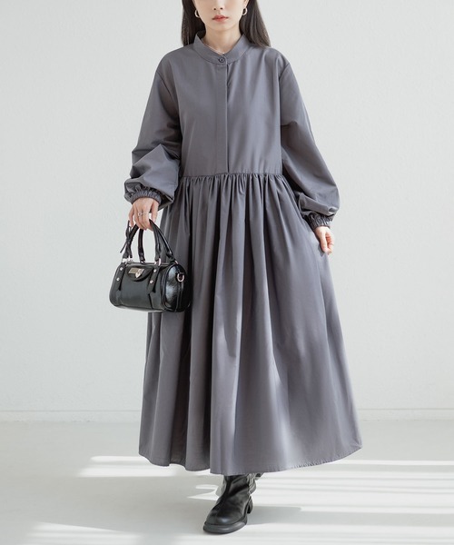 MAISON DE THERESE（メゾン ド テレーズ）の「プリーツフレアワンピース ロングスリーブ（シャツ/ブラウス・レディース・ブラック/グレー・M）」の11枚目の写真