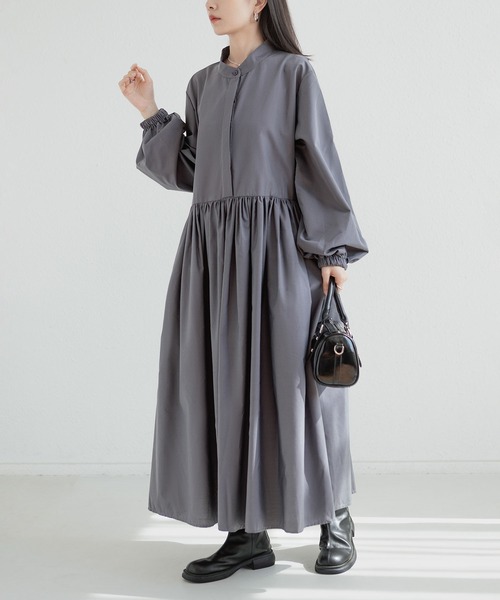 MAISON DE THERESE（メゾン ド テレーズ）の「プリーツフレアワンピース ロングスリーブ（シャツ/ブラウス・レディース・ブラック/グレー・M）」の12枚目の写真