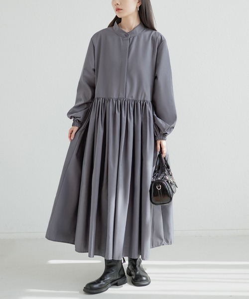 MAISON DE THERESE（メゾン ド テレーズ）の「プリーツフレアワンピース ロングスリーブ（シャツ/ブラウス・レディース・ブラック/グレー・M）」の13枚目の写真