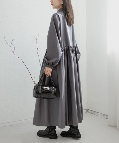 MAISON DE THERESE（メゾン ド テレーズ）の「プリーツフレアワンピース ロングスリーブ（シャツ/ブラウス・レディース・ブラック/グレー・M）」の15枚目の写真