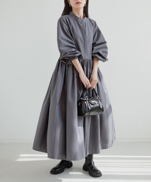 MAISON DE THERESE（メゾン ド テレーズ）の「プリーツフレアワンピース ロングスリーブ（シャツ/ブラウス・レディース・ブラック/グレー・M）」の16枚目の写真