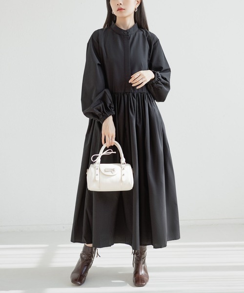 MAISON DE THERESE（メゾン ド テレーズ）の「プリーツフレアワンピース ロングスリーブ（シャツ/ブラウス・レディース・ブラック/グレー・M）」の20枚目の写真