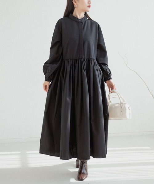 MAISON DE THERESE（メゾン ド テレーズ）の「プリーツフレアワンピース ロングスリーブ（シャツ/ブラウス・レディース・ブラック/グレー・M）」の21枚目の写真
