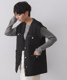 OPAQUE.CLIP | ツイードVネックベスト【洗濯機OK】(ベスト)