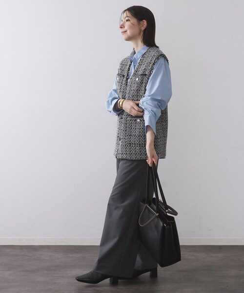 OPAQUE.CLIP（オペークドットクリップ）の「ツイードVネックベスト【洗濯機OK】（ベスト・レディース・ブラック系3/ブラック・42/40/38/36）」の9枚目の写真