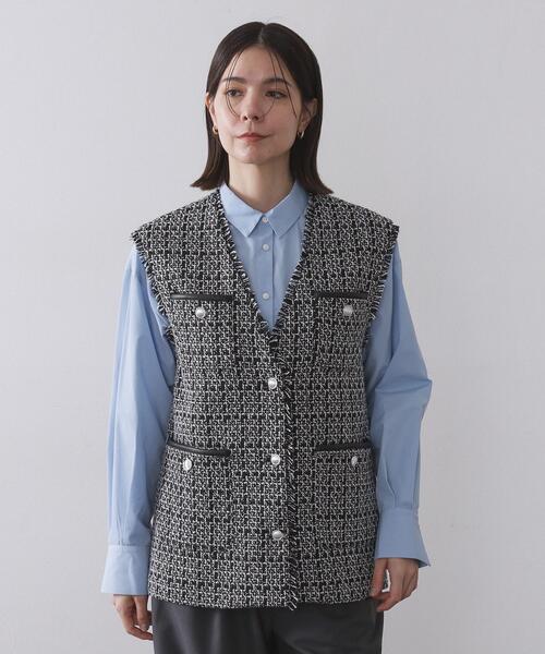 OPAQUE.CLIP（オペークドットクリップ）の「ツイードVネックベスト【洗濯機OK】（ベスト・レディース・ブラック系3/ブラック・42/40/38/36）」の11枚目の写真