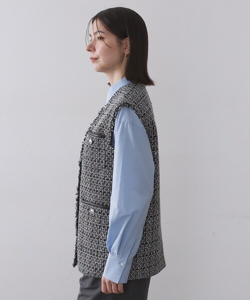 OPAQUE.CLIP（オペークドットクリップ）の「ツイードVネックベスト【洗濯機OK】（ベスト・レディース・ブラック系3/ブラック・42/40/38/36）」の12枚目の写真