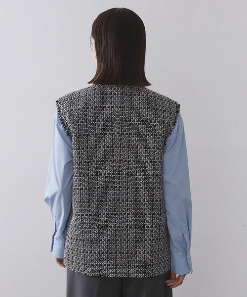 OPAQUE.CLIP（オペークドットクリップ）の「ツイードVネックベスト【洗濯機OK】（ベスト・レディース・ブラック系3/ブラック・42/40/38/36）」の13枚目の写真